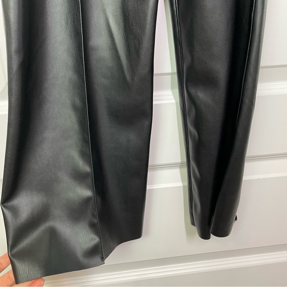 ZARA Faux Leather Jumpsuit Overalls Black Size Small NWT Sleeveless Deep V neck - Picture 6 of 11